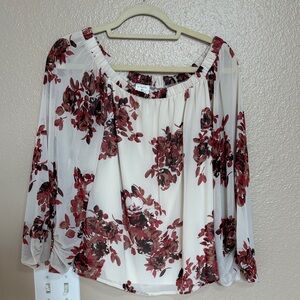 By Together Burgundy Floral Blouse